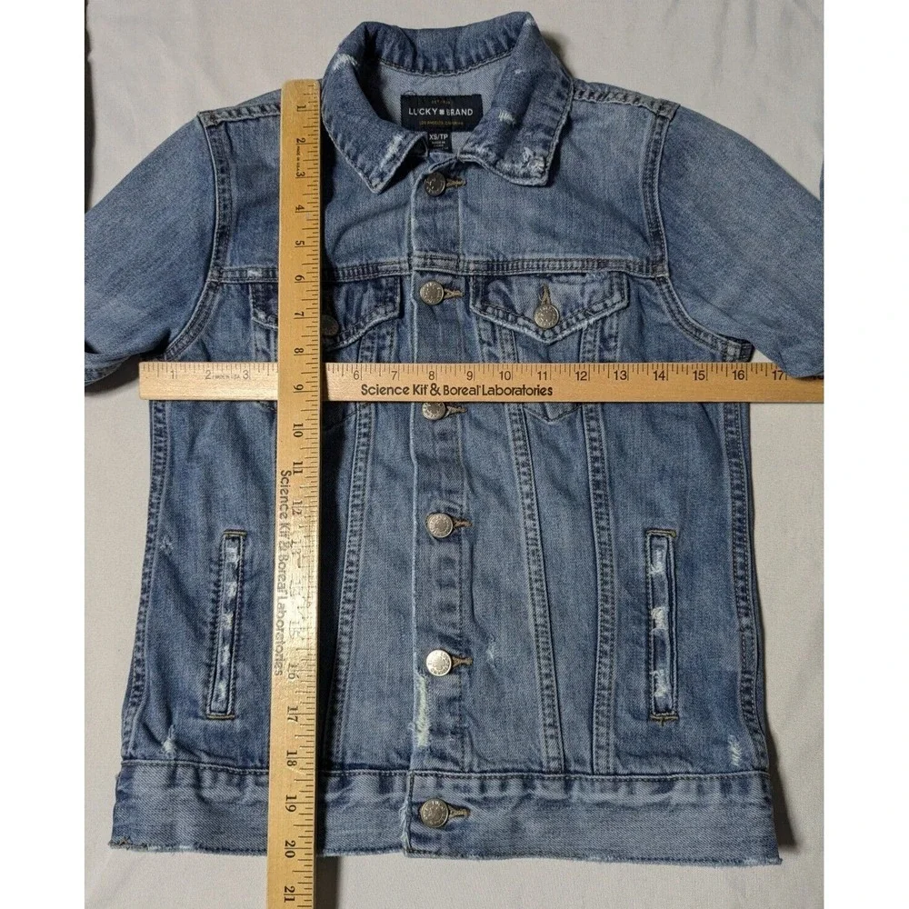 LUCKY BRAND The Tomboy Trucker Women‎ XS Distressed Denim Jean Jacket